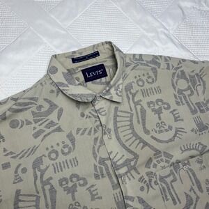 Levi's Men's Large Abstract Print Button Up Short Sleeve Shirt‎ Casual Top